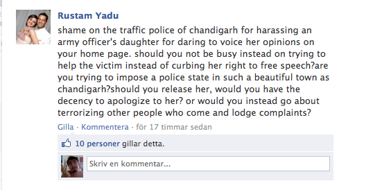 Indien, Facebook, Yttrandefrihet, Polis